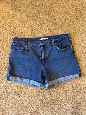 Classic Rolled Hem Denim Shorts in Blue